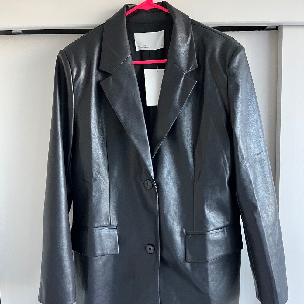 Oak + Fort Vegan Leather Blazer